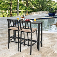 3 PCS Outdoor Bar Table Set, Rectangular Counter Height Hot Tub Table & 2 Bar Stools