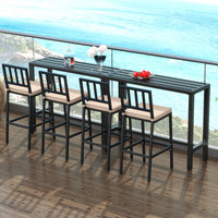 2 PCS Patio Bar Chairs, Heavy-Duty Metal Frame Bar Stools Set of 2
