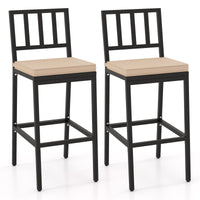 2 PCS Patio Bar Chairs, Heavy-Duty Metal Frame Bar Stools Set of 2