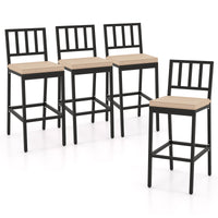 2 PCS Patio Bar Chairs, Heavy-Duty Metal Frame Bar Stools Set of 2