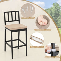2 PCS Patio Bar Chairs, Heavy-Duty Metal Frame Bar Stools Set of 2