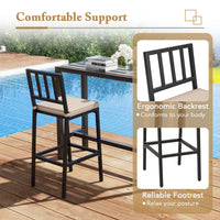 2 PCS Patio Bar Chairs, Heavy-Duty Metal Frame Bar Stools Set of 2