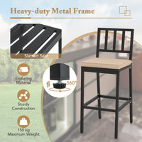 2 PCS Patio Bar Chairs, Heavy-Duty Metal Frame Bar Stools Set of 2