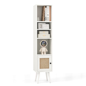 Natural Rattan Storage Cabinet Freestanding Cabinet 137cm Bookcase Display Rack