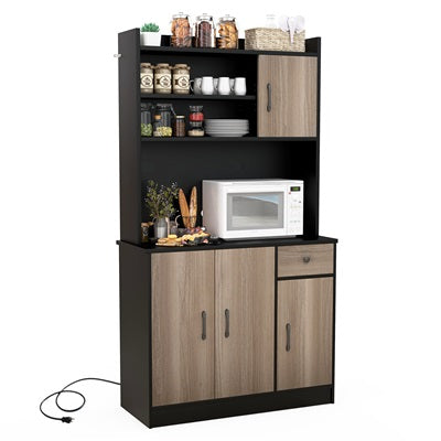 Giantex Kitchen Buffet Storage Cabinet, 4-Door Wood Tallboy with Drawer Spacious Countertop