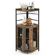 Giantex Corner Bar Cabinet with Glass Holder, Industrial Wine Cabinet with Metal Mesh Doors