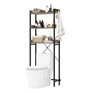 Giantex Over The Toilet Storage Rack 3-Tier Bathroom Space Saver Organizer Shelf w/ 4 Hooks & Adjustable Bottom Bar