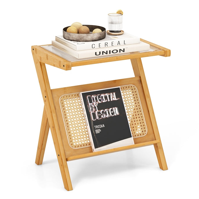 Giantex Boho End Table with Magazine Rack