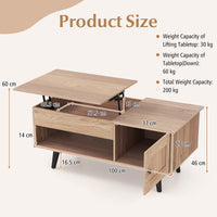 Lift up Coffee Table w/ Storage Flip Top Coffee Table Hidden Compartment Cabinet