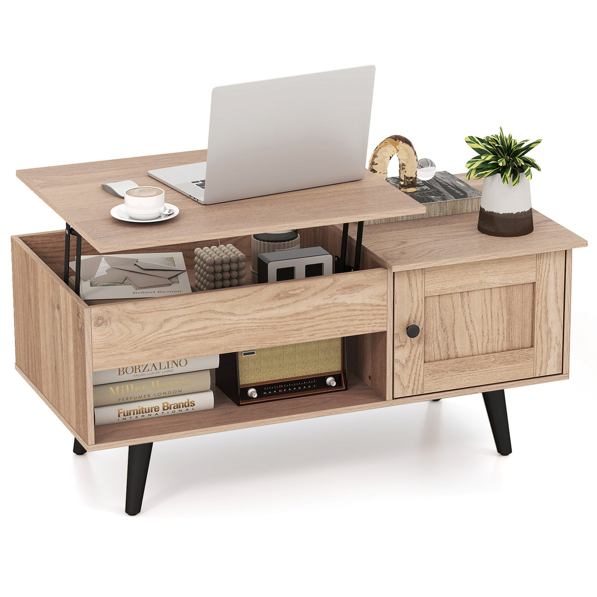 Lift up Coffee Table w/ Storage Flip Top Coffee Table Hidden Compartment Cabinet