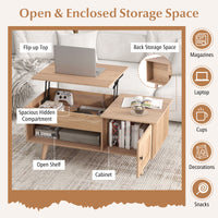 Lift up Coffee Table w/ Storage Flip Top Coffee Table Hidden Compartment Cabinet