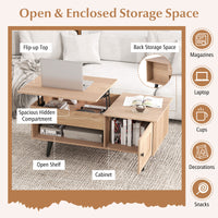 Lift up Coffee Table w/ Storage Flip Top Coffee Table Hidden Compartment Cabinet