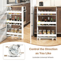 Giantex 4-Tier Slim Storage Cart, Narrow Mobile Serving Cart
