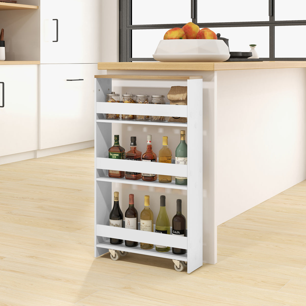 Giantex 4-Tier Slim Storage Cart, Narrow Mobile Serving Cart