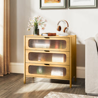 3/4-Drawer Dresser Bamboo Storage Cabinet Mid Century Modern Chest of Drawers