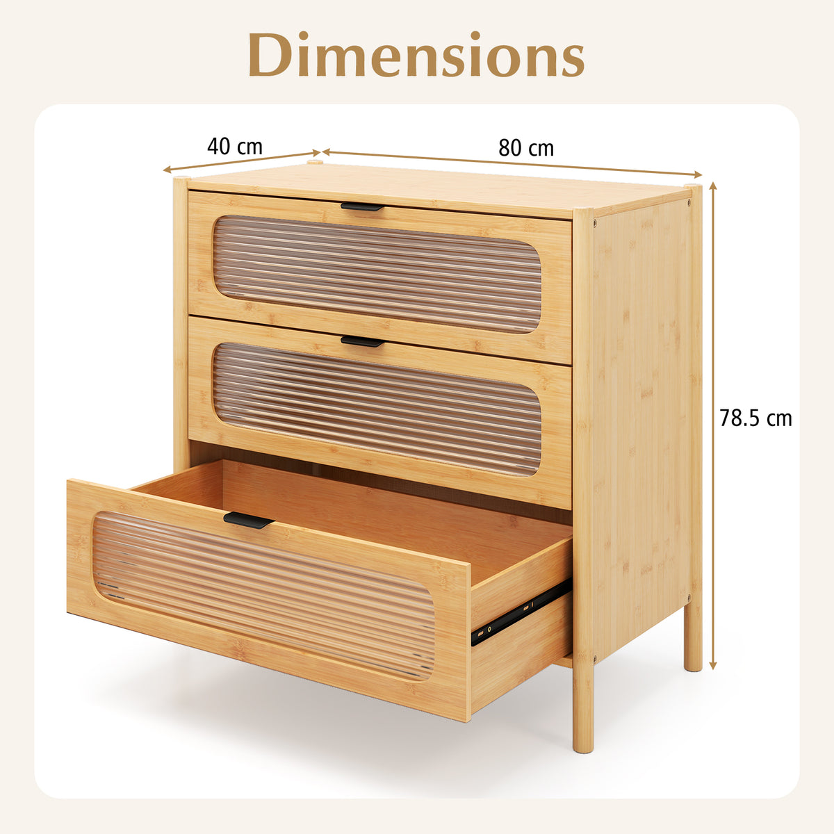 3/4-Drawer Dresser Bamboo Storage Cabinet Mid Century Modern Chest of Drawers