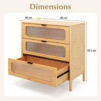 3/4-Drawer Dresser Bamboo Storage Cabinet Mid Century Modern Chest of Drawers