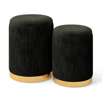 Giantex Velvet Storage Ottoman Set of 2, Modern Round Ottoman with Storage
