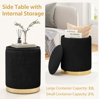 Giantex Velvet Storage Ottoman Set of 2, Modern Round Ottoman with Storage