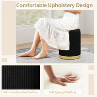 Giantex Velvet Storage Ottoman Set of 2, Modern Round Ottoman with Storage