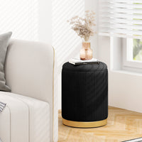 Giantex Velvet Storage Ottoman Set of 2, Modern Round Ottoman with Storage