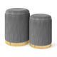 Giantex Velvet Storage Ottoman Set of 2, Modern Round Ottoman with Storage