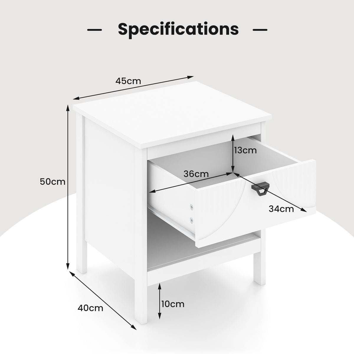 2-Tier End Table w/ Drawer Wood Sofa Side Table Nightstand Bedside Storage Table