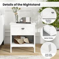 2-Tier End Table w/ Drawer Wood Sofa Side Table Nightstand Bedside Storage Table