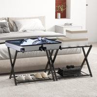 Home Luggage Rack Stand, Double Tiers Luggage Holder with Shoe Shelf, Home Organization