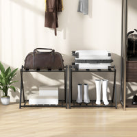 Home Luggage Rack Stand, Double Tiers Luggage Holder with Shoe Shelf, Home Organization