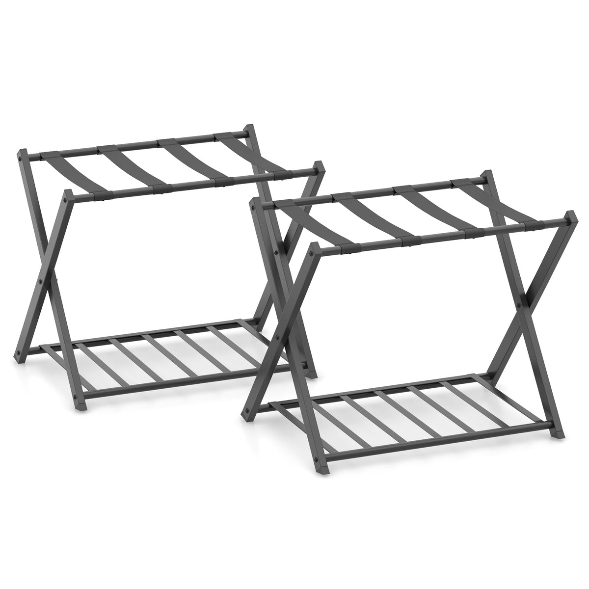Home Luggage Rack Stand, Double Tiers Luggage Holder with Shoe Shelf, Home Organization