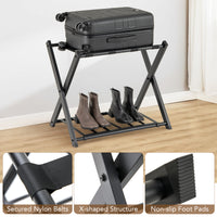Home Luggage Rack Stand, Double Tiers Luggage Holder with Shoe Shelf, Home Organization