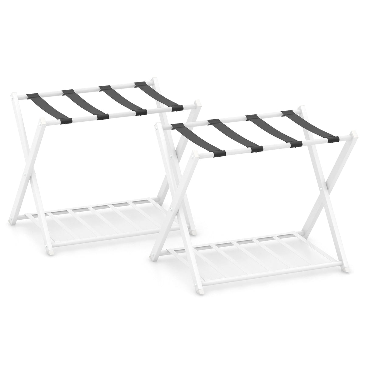 Home Luggage Rack Stand, Double Tiers Luggage Holder with Shoe Shelf, Home Organization