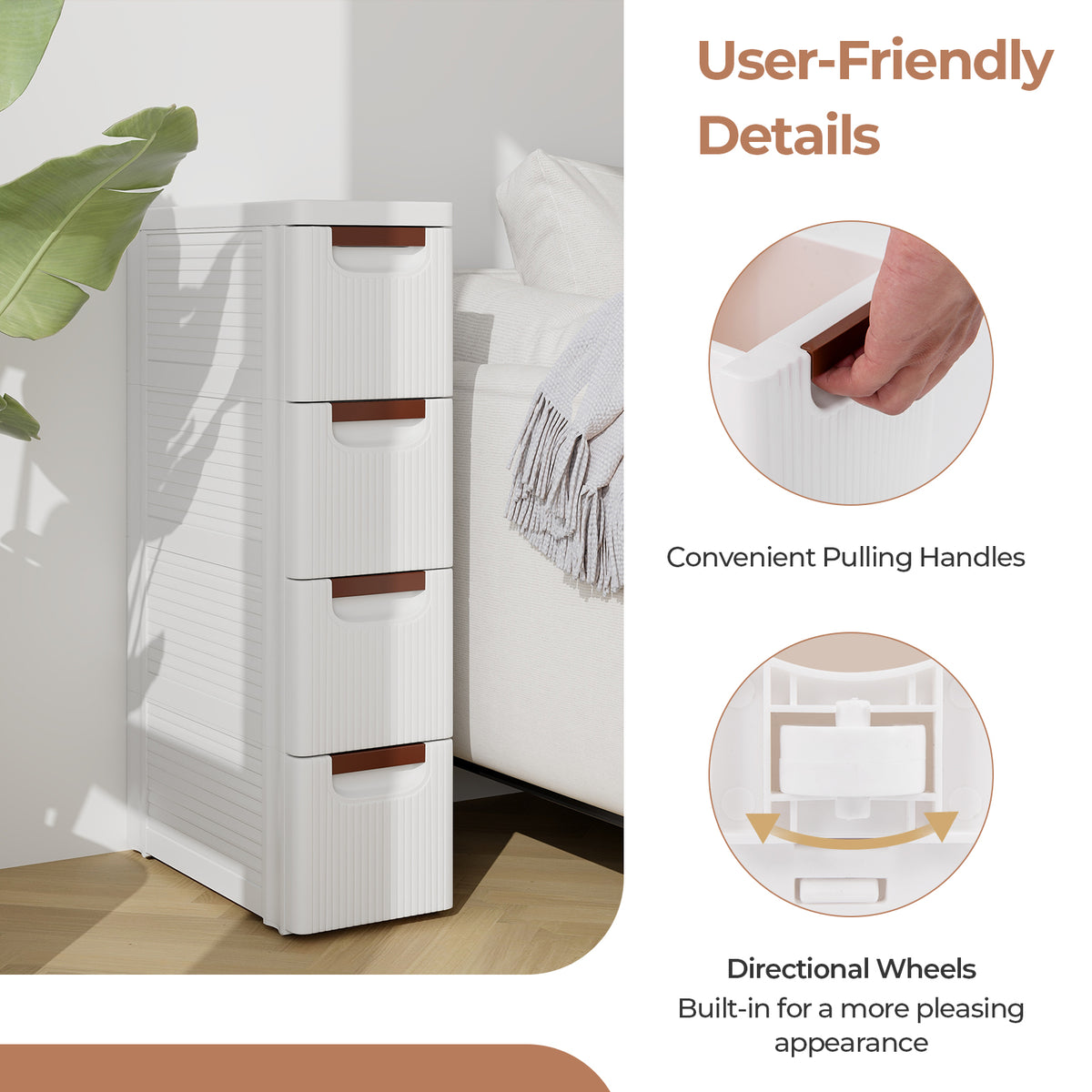 Giantex Narrow Storage Cabinet with 4-Drawer Rolling Organiser