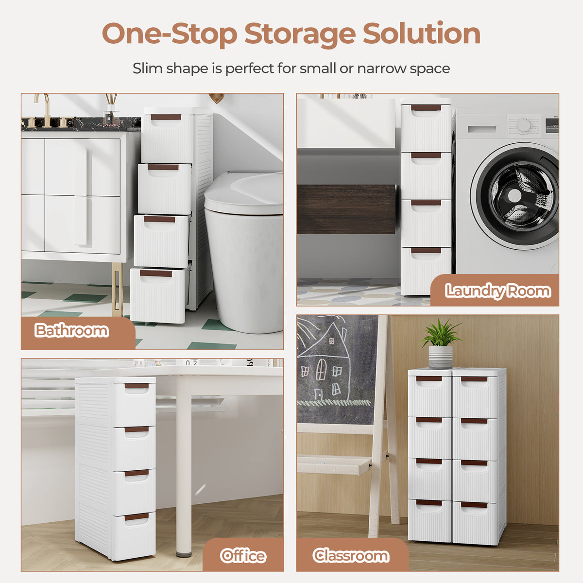Giantex Narrow Storage Cabinet with 4-Drawer Rolling Organiser