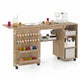Giantex Folding Sewing Table, Multifunctional Sewing Machine Craft Station with Storage Shelves
