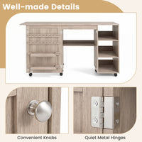 Giantex Folding Sewing Table, Multifunctional Sewing Machine Craft Station with Storage Shelves