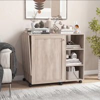 Giantex Folding Sewing Table, Multifunctional Sewing Machine Craft Station with Storage Shelves