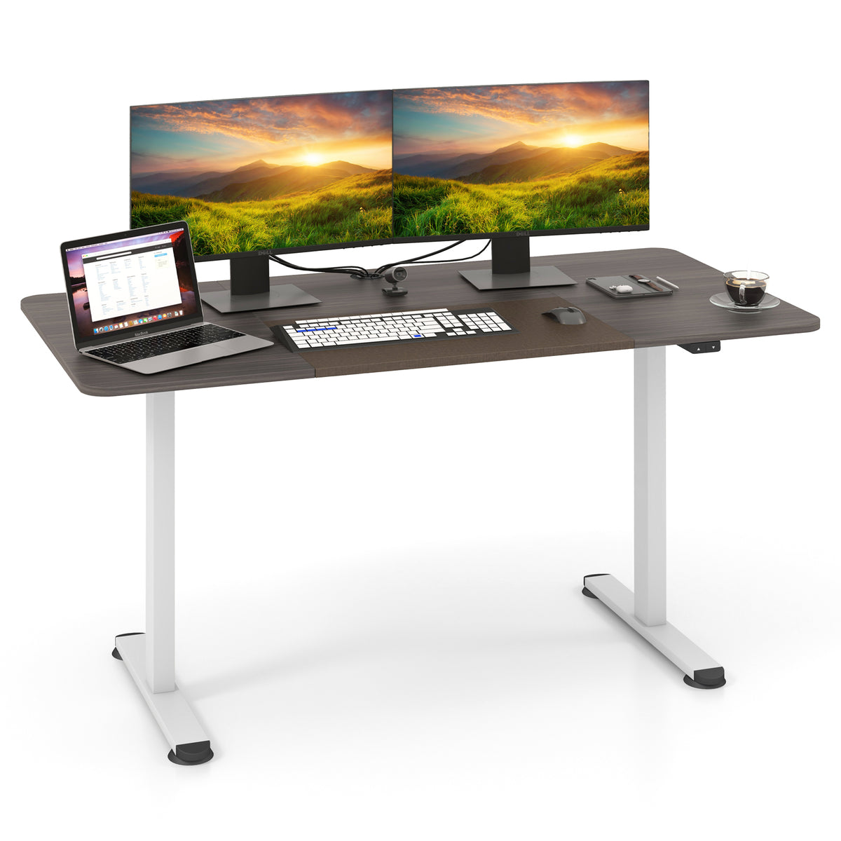 Giantex Electric Height Adjustable Standing Desk, 140cm x 70cm Ergonomic Sit Stand Desk