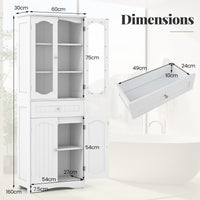 160 cm Tall Bathroom Storage Cabinet Freestanding Linen Cabinet Pantry Cabinet