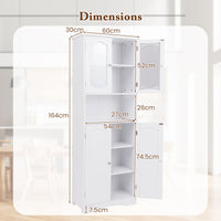 164 cm Tall Bathroom Storage Cabinet, Freestanding Linen Cabinet