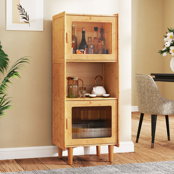 Bamboo Cabinet 3-Cube Kitchen Storage Cabinet Corner Sideboard for Bathroom