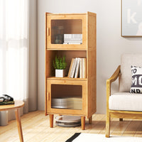 Bamboo Cabinet 3-Cube Kitchen Storage Cabinet Corner Sideboard for Bathroom