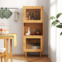 Bamboo Cabinet 3-Cube Kitchen Storage Cabinet Corner Sideboard for Bathroom