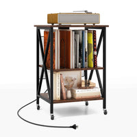 Record Player Stand Turnable Stand w/ Charging Station Vinyl Storage Cabinet