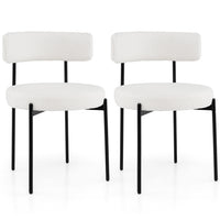 Boucle Dining Chair Round Sherpa Upholstered Kitchen Armless Chair Set of 4
