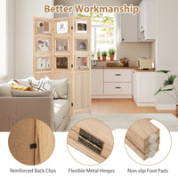 Room Divider, 3 Panel Folding Privacy Screen with 9 Swivel Paulownia Wood Photo Frames