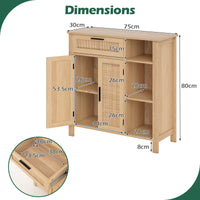Buffet Sideboard, Storage Cabinet with Rattan Woven Doors
