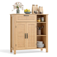 Buffet Sideboard, Storage Cabinet with Rattan Woven Doors