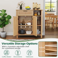 Buffet Sideboard, Storage Cabinet with Rattan Woven Doors